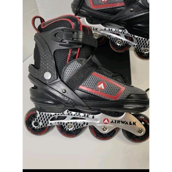 Airwalk Adult Inline Skates Size 6-7.5 Black Red Adjustable Rollerblades #AK-168 - Picture 1 of 7